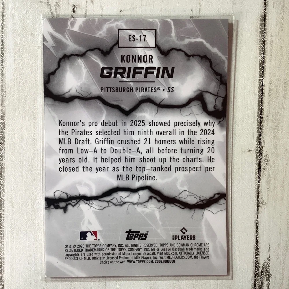 2026 Bowman #ES-17 Electric Sluggers - Konnor Griffin Pittsburgh Pirates